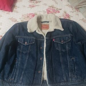 Levi's Blue Denim Jacket with Cream Sherpa Lining
